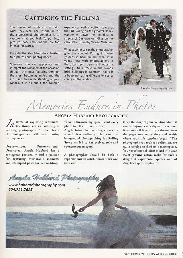 Angela Hubbard photography for Real Weddings magazine Vancouver
